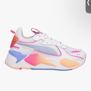 Puma White Sneakers with Pink, Purple & Peach Accents